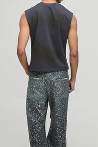 T-shirt sans manches en coton uni surdimensionné pour homme, vente chaude, personnalisable, décontracté, confortable, avec strass, vente en gros - Product Image 5