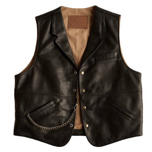 Chaleco de Cuero Genuino Vintage de Diseño Personalizado de Alta Calidad 2025, Chaleco de Motociclista con Cremallera para Hombre, Ropa Casual - Product Image 1