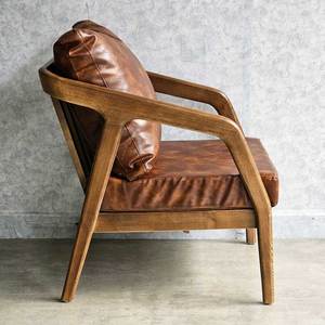 Sillón Individual Moderno Kana con Estructura de Madera de Fresno y Cojín de Cuero Sintético para Oficina en Casa, Sala de Estar u Hotel - GSD68061 - Product Image 5