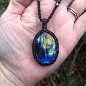 Boho Style Labradorite Collier Réglable Macramé À La Main Pierres Précieuses Bijoux Spirituel Guérison Cadeau - Product Image 2