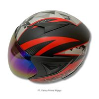 Casque de moto JP13 Armor de haute qualité, rouge noir mat |   Visière simple certifiée SNI, doublée de mousse ABS, légère
