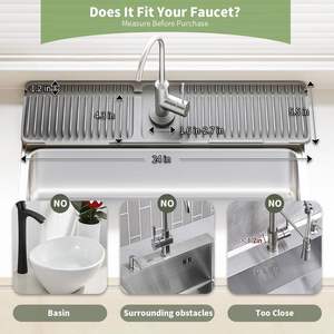 Faucet <b>Mat</b> for Kitchen Sink 24 Inch Longer <b>Silicone</b> Sink Splash Guard 7°Slope Fast Self-draining Fast Drying Tidy Faucet <b>Mat</b> - Product Image 4