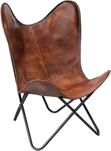 Lightweight Vintage Leather Butterfly <b>Chair</b> Foldable Indoor/Outdoor Comfortable Folding Stand <b>for</b> Leisure Bedroom Living Room - Product Image 1