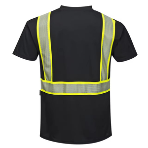 T-shirt de travail à manches courtes de classe 2 à haute visibilité réfléchissant de sécurité 100% coton formel pour hommes - Product Image 6