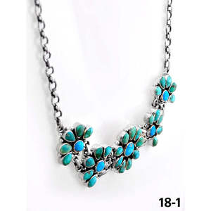 Collier artisanal du Sud-Ouest Émeraude Verte avec turquoise eau blanche et motif floral en argent sterling – Cadeau - Product Image 3