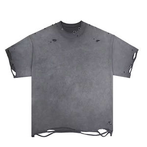 T-shirt surdimensionné pour homme, style punk, manches longues, impression numérique, couleur unie, jersey de coton, col rond, vêtements de streetwear tendance - Product Image 1