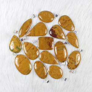 จี้สร้อยคอแจสเปอร์ทะเลสีเหลืองเรียบใส่ได้ทั้งชายและหญิงประดับด้วยเรือนชุบเงินมีเสน่ห์น่าดึงดูดสำหรับเด็กหญิงเด็กชาย - Product Image 2