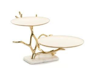 Soporte de pastel minimalista con incrustaciones de hueso blanco moderno para el hogar, cocina, servir pasteles, postres, aperitivos y exhibición Premium DE LA India - Product Image 2