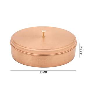 Boîte à épices en cuivre artisanale avec cuillère, design martelé, cuisine traditionnelle, masala dabba - Product Image 3