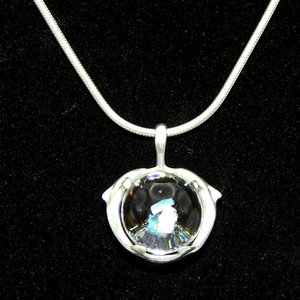 Collana di cavi in oro 14K con ciondolo di delfino di cristallo. 925 bianco Sterling argento rodiato scatola catena diamante pietra principale - Product Image 3