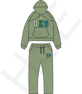 Conjunto de Dos Piezas con Logotipo OES |   Conjunto de Sudadera con Capucha y Pantalones Deportivos Multicolores para Mujer - Product Image 6