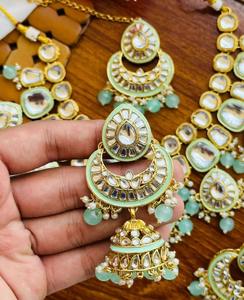 Meena Kari Travail en émail coloré en acier inoxydable plaqué argent pour les fonctions de mariée Rassemblements festifs culturels Anniversaire - Product Image 4