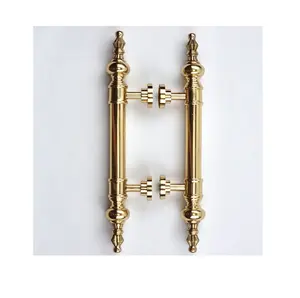 Luxury Brass door handle Door Lock Handle Gold Knurling Door Lever Handle and handmade shinny polished