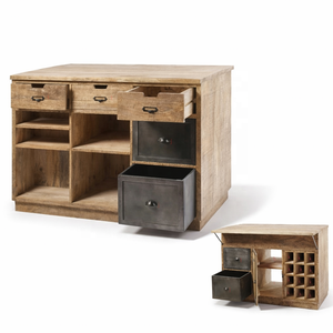 Isla de Cocina Industrial de Madera de Mango Antigua de 2026 con Cajones y Estantes de Almacenamiento Resistentes - Product Image 1