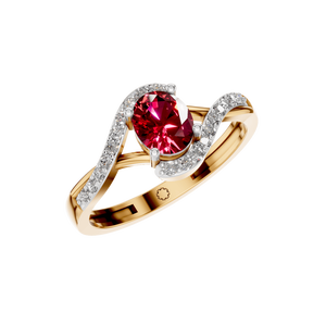 Anillo de Compromiso y Boda con Rubí Ovalado de 1 Quilate, Oro de 14k, Diamantes Naturales, Chapado en Rodio, Joyería Fina para Mujer - Product Image 1