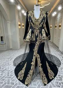 Karakou Traditionnel Algérien 2025 – Veste Noire et Robe Karakou avec Perles de Verre Brodées Dabka sur Tissu Velours - Product Image 2