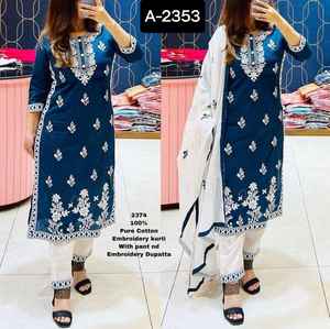 Nouvelles magnifiques tenues pakistanaises Shalwar Kameez Kurti, vêtements islamiques avec dupatta en coton, vente en gros, vêtements traditionnels, ensemble de kurtis en rayonne - Product Image 6