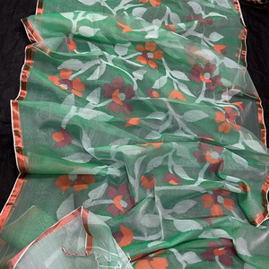 RESHOM MOSLIN HAND MADE JAMDANI SAREE Robe tissée écologique légère à séchage rapide pour filles pour les mariages - Product Image 1