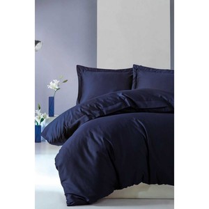 Cotton Box Elegant Navy Blue Satin Double Duvet Cover <b>Set</b> King Twin 4 Pc <b>Set</b> for Home Bed <b>Comforter</b> Wedding Woven Solid Warm" - Product Image 1