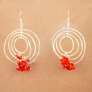 Pendientes de Aro de Plata de Ley 925 para Mujer, Estilo Vintage de Moda, Piedras Preciosas Rojas, Diamantes, Opciones de Oro Blanco, Dorado y Amarillo - Product Image 1