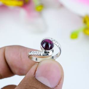 Fantástico anillo de solitario de Plata de Ley 925 Vintage, regalo de compromiso de diseñador para mujer para fiesta de boda, piedra preciosa granate Natural - Product Image 2