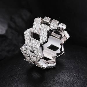 Anillo de enlace de diamante de moissanita helado joyería de hip hop diamante personalizado excelente corte hermoso anillo regalo para su anillo de bodas - Product Image 1