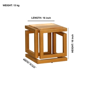 Mesa de comedor Rectangular de hierro dorado personalizada de 16 pulgadas, madera maciza con decoración de lujo, fábrica India hecha a mano para ocasiones Diwali - Product Image 2