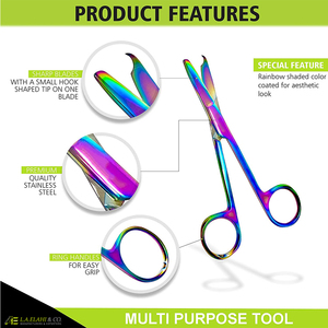 Ensemble de ciseaux hémostatiques (3 pièces) - Ciseaux à pansements Lister multicolores avec revêtement en titane, pinces de qualité supérieure - Product Image 2