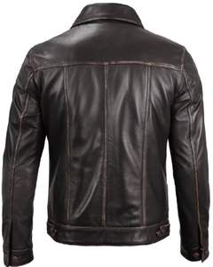 Dark Brown <b>Leather</b> <b>Trucker</b> <b>Jacket</b> <b>Mens</b> - Product Image 2