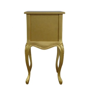 Table de chevet dorée, petite commode, reproduction antique, table de chevet en bois, table à lampe pour ensemble de meubles de chambre et mobilier d'hôtel - Product Image 6