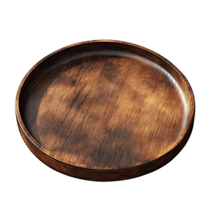 Plateau en bois de Style luxe décor de table décor de mariage de fête à la maison servant des plateaux ronds plateau de service à la main avec couleur personnalisée - Product Image 2