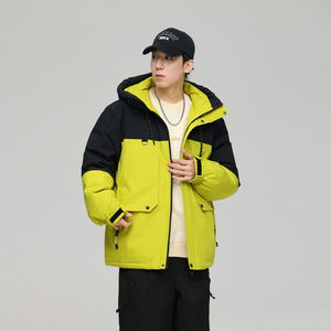 Veste coupe-vent décontractée pour l'hiver avec fermeture éclair style patchwork vestes coupe-vent en polyester pour hommes coupe-vent vente en gros - Product Image 6