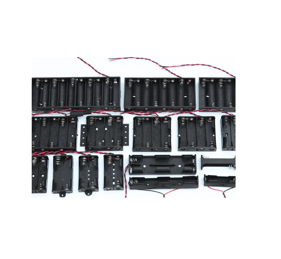 Wholesale High Quality PP 1 2 3 4 6 8 AA AAA Series lithium Battery Holder Case Box With Wire Leads