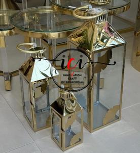 Vaisselle de conception unique de lanterne de plancher de finition dorée élégante de vente chaude pour des parties décoratives de festival de Ramadan Eid Hajj - Product Image 6