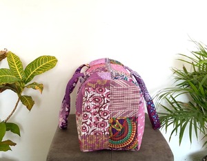 Bolsa de Viaje Grande, Informal, de Lujo, con Estampado de Bloques de Algodón Hecha a Mano, Estilo Patchwork, para Gimnasio, Yoga, Acolchada, Ecológica - Product Image 3