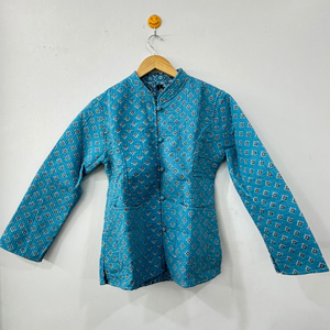 Chaqueta Acolchada de Algodón Estampada a Mano, Transpirable, para Otoño/Invierno, con Forro de Seda y Diseño Floral, Disponible - Product Image 1