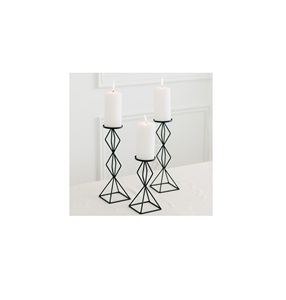 Juego de 3 portavelas de color negro diseño elegante portavelas de forma personalizada portavelas de alambre de metal de alta calidad - Product Image 1