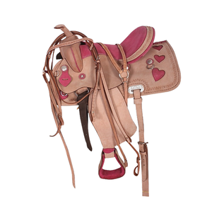 Selle de cheval avec tissu en cuir mini-cœur, selle d'équitation et de randonnée à cheval, selle de plaisir occidentale, selle de course de baril - Product Image 1