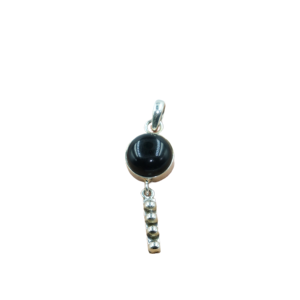 Colgante de Piedra Preciosa de Ónice Negro Natural, Cabujón Redondo, Plata de Ley 925, Colgante con Cuentas, Joyería para Regalo de Aniversario para Mujer - Product Image 1