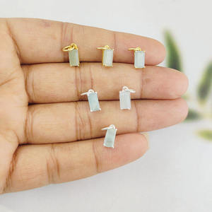 Pendentif aigue-marine pierre de naissance de mars minuscule 8x4mm ensemble de broches baguette en argent sterling plaqué or pour la fabrication de bijoux cadeaux - Product Image 4
