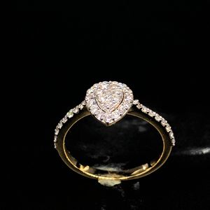 14K or jaune 0.39 TCW taille brillant diamant bague de fiançailles Halo pavé bande exquis luxe romantique bijoux spécial - Product Image 3