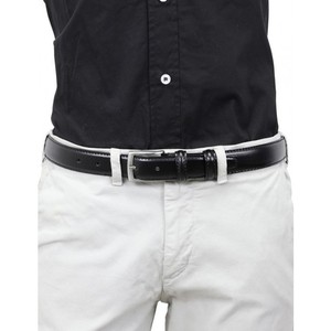 Cintura fatta a mano italiana di migliore qualità in elegante pelle nera originale larghezza 3 cm per uomo 6 pezzi in una scatola - Product Image 2