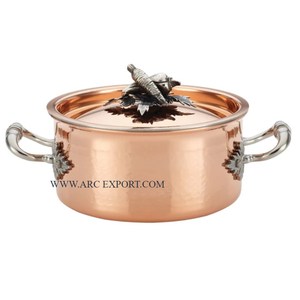 ชุดที่เสิร์ฟอาหารสแตนเลสทรงกลมทุบ3ชิ้นหม้อแฟนซีกระจกโลหะขัดเงา - Product Image 3