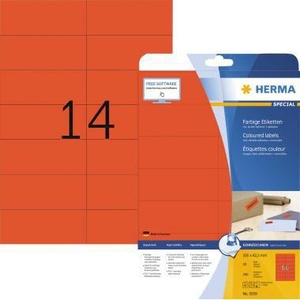 HERMA Universal Removable Label 105 X 42.3mm (W X H) <b>Red</b> <b>Paper</b> 280 Labels/Pack Office <b>Paper</b> - Product Image 1