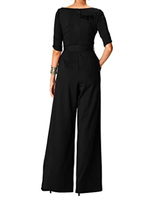 Combinaison Palazzo en Maille Polyester Spandex à Ceinture, Très Vendue - Encolure et Longueur de Manches Personnalisables, Lavage en Machine, Broderie Vintage