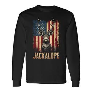Maglietta a maniche lunghe con bandiera americana Jackalope Urban Wildlife, abbigliamento promozionale Urban Wildlife - Product Image 1