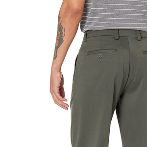 Pantalon habillé pour hommes devant plat, coupe droite, coton/polyester teint uni avec service OEM - Product Image 6