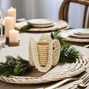 Servilleteros de ratán hechos a mano, diseño de volantes rústicos, Decoración de mesa, suministros para fiesta de boda, Vietnam - Product Image 5