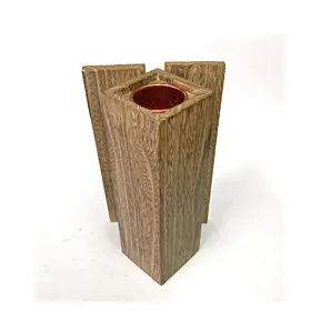 Hot Selling & Wood flower vase Desktop Round Planter Matt Black And Natural New Style Desktop Pot with sale