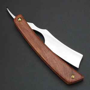 Maquinilla de afeitar de borde recto con mango de madera más vendida, maquinilla de afeitar profesional de peluquero, cuchillo de afeitar de una sola hoja - Product Image 5